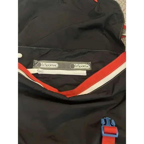LeSportsac Large Messenger Bag/Gym Bag From Japan Preowned Black & Red Unisex